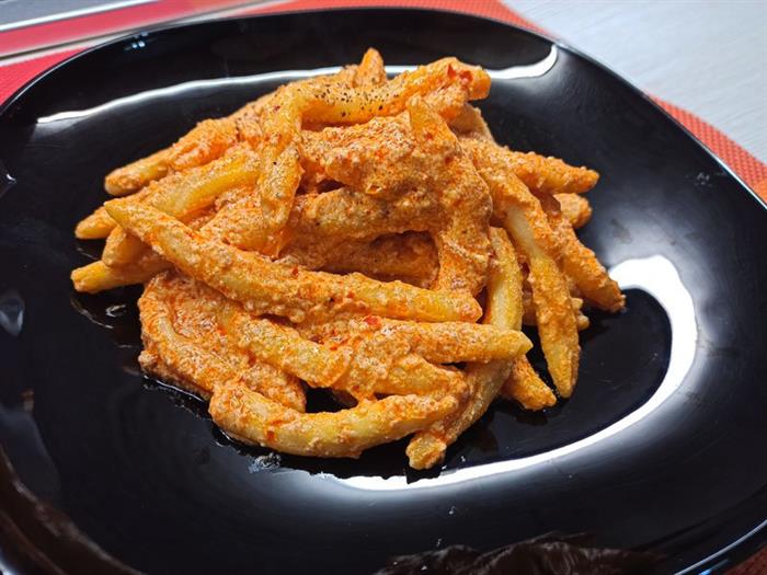 Fileja con ‘nduja e ricotta,