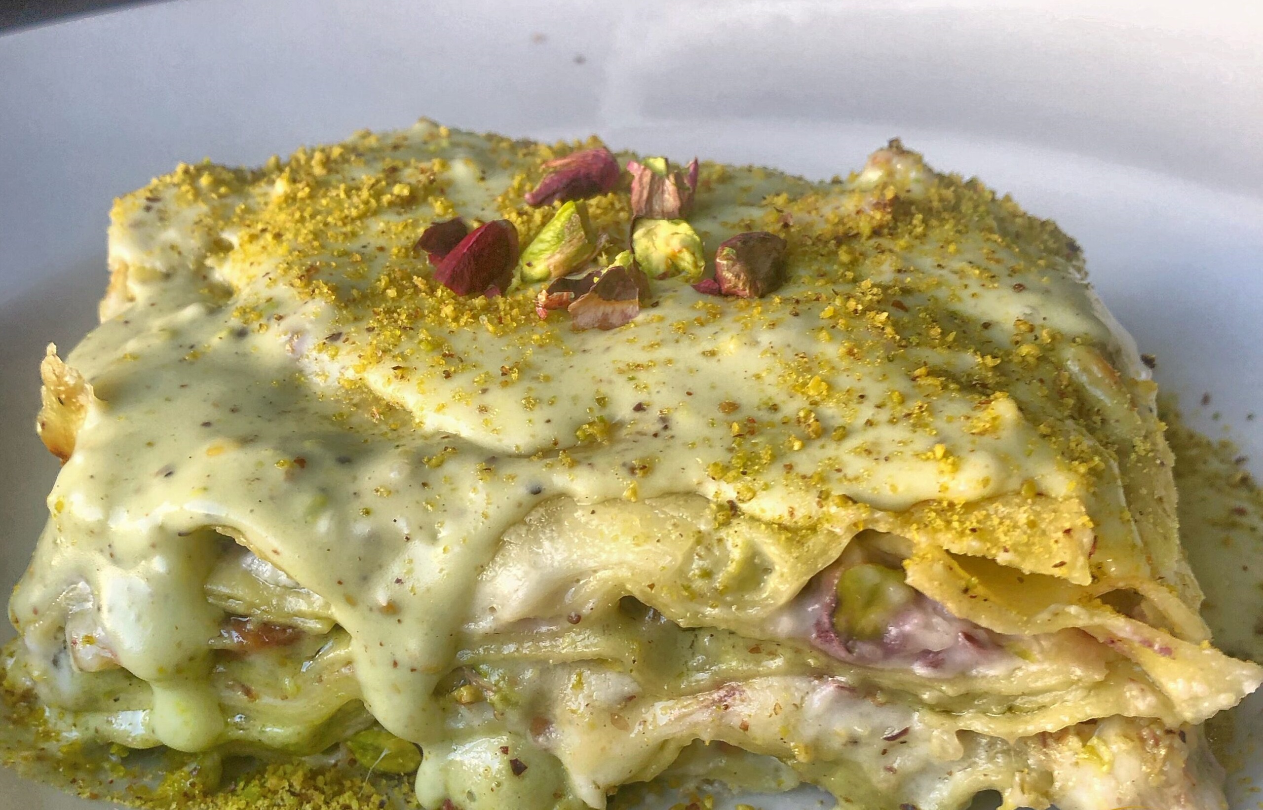 Lasagna al pistacchio e mortadella