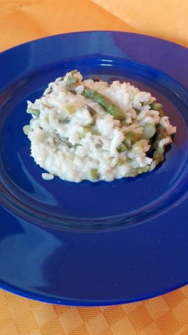 risotto agli asparagi e stracciatella.