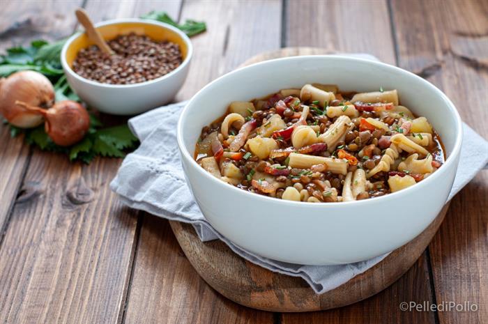 Pasta e lenticchie con patate