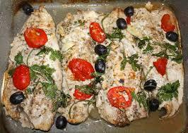 Branzino al Forno con Pomodorini e Olive