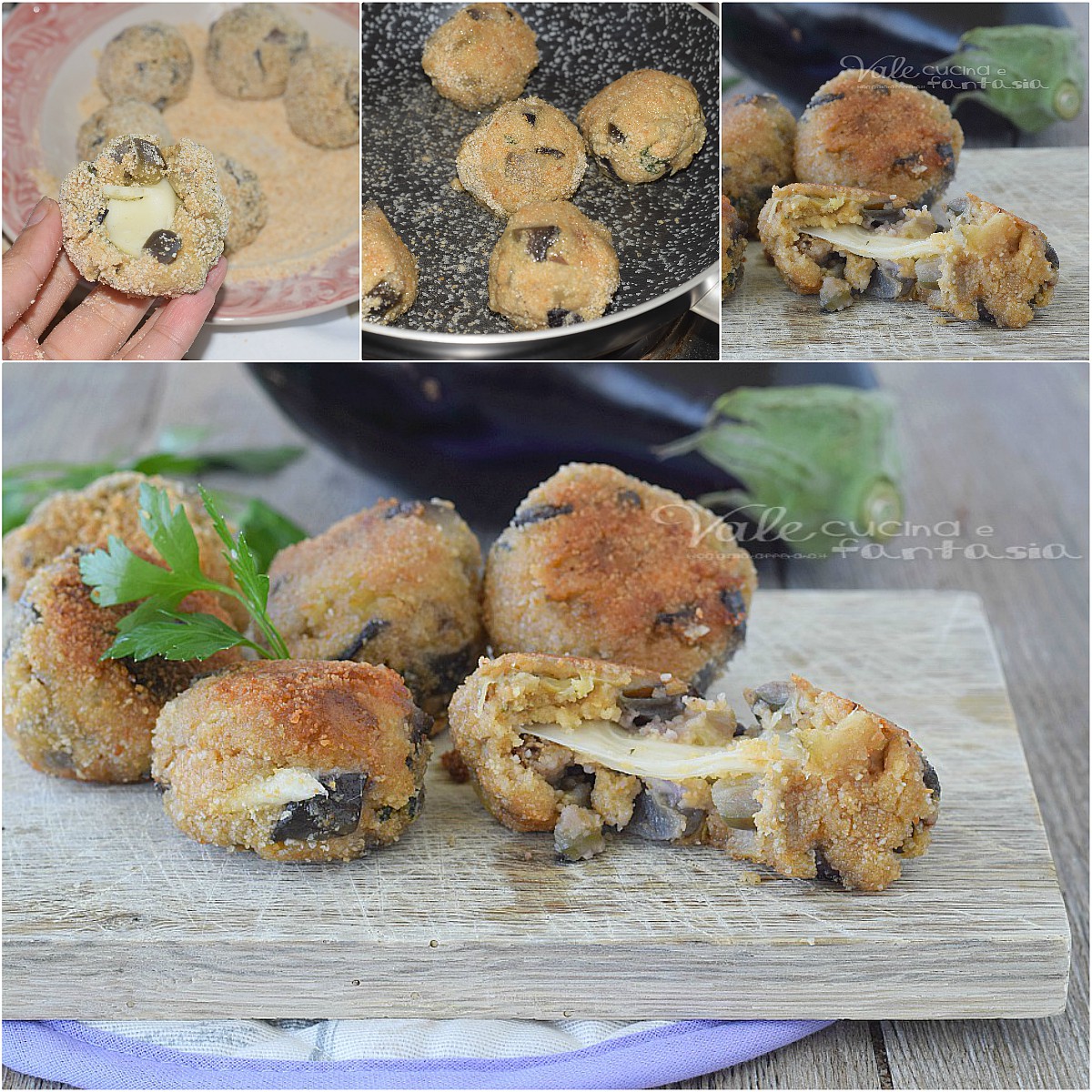 Polpette di melanzane al forno con  mozzarella