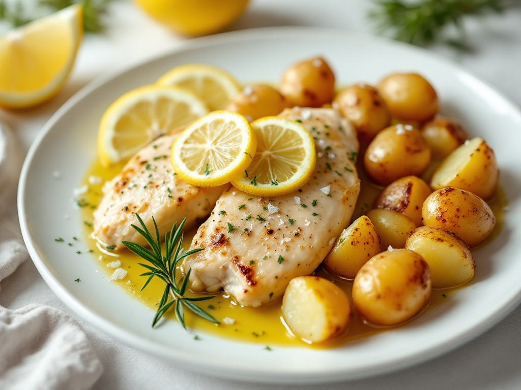 Petto di pollo al limone con patate al forno