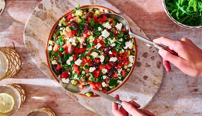 Insalata estiva di anguria, cetriolo e feta