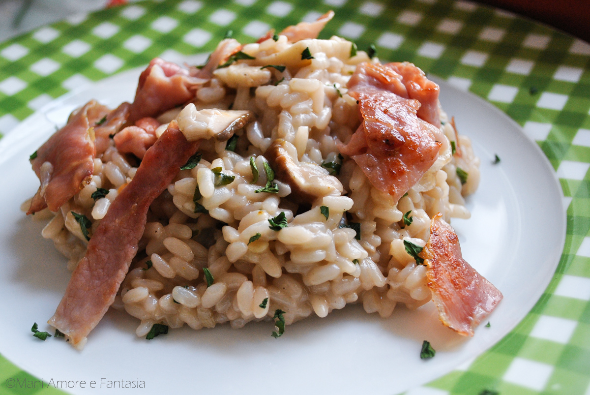 Risotto con funghi e speck